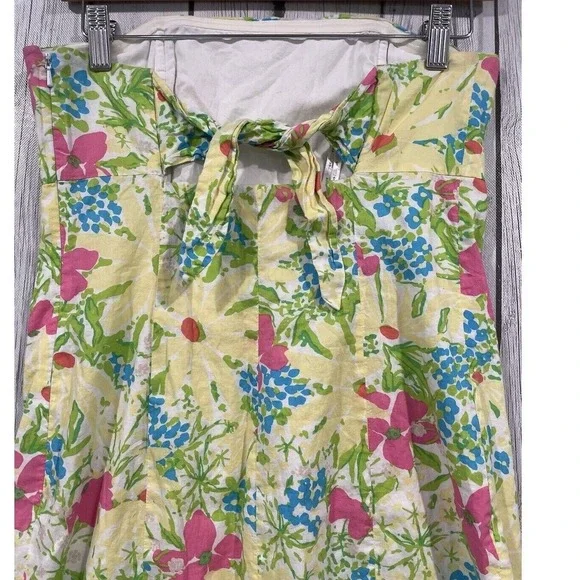 Lilly Pulitzer Strapless Franco Floral Mini Dress Cutout Back Tie Garden Party 6 - Picture 8 of 13
